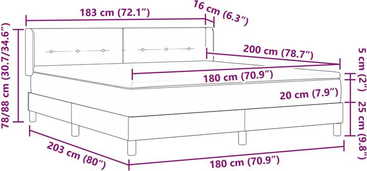 Produktbild vidaXL Boxspringbett (180 x 200 cm)