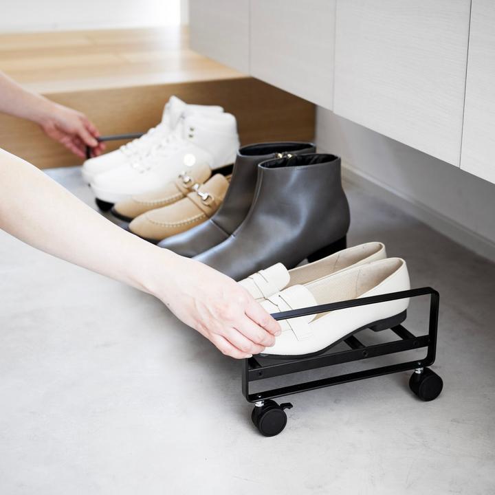 Actual product image Yamazaki TOWER shoe rack with castors