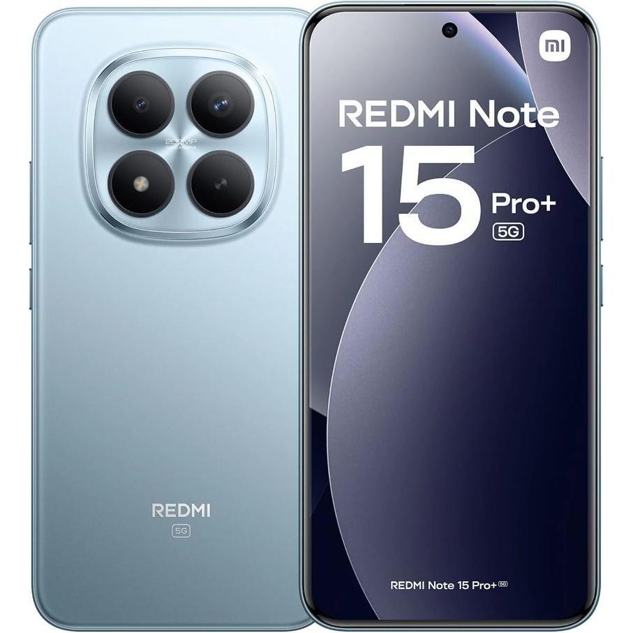 Xiaomi REDMI Note 15 Pro+ 5G (512 GB, Blue, Glacier Blue, 6.83", Dual SIM, 5G), Smartphone, Blau