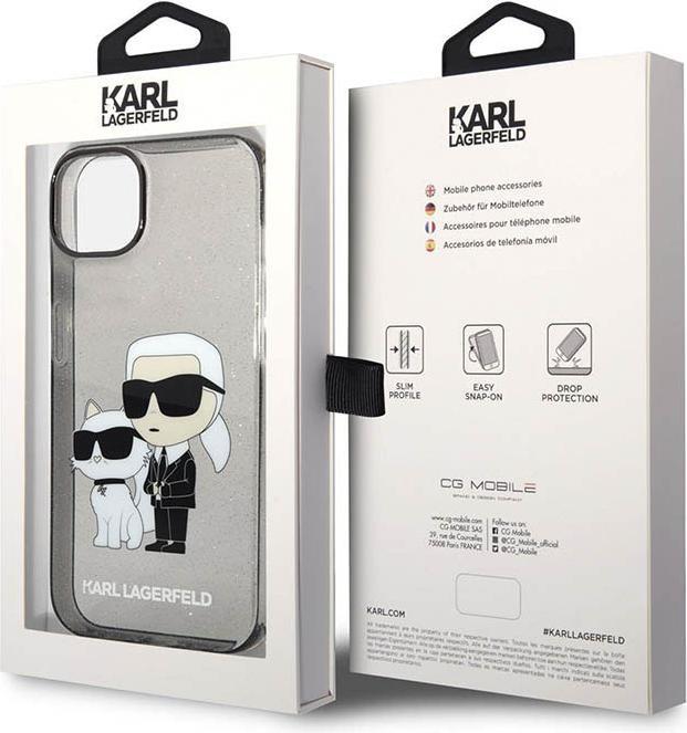 Actual product image Karl Lagerfeld KLHCP14MHNKCTGK iPhone 14 Plus 6.7" czarny/black hardcase Gliter Karl&Choupette (Apple iPhone 14 Plus)