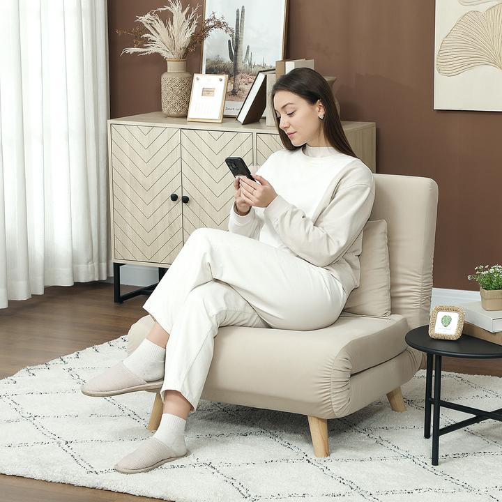 Immagine prodotto Homcom Schlafsessel Polyester, Stahl Beige