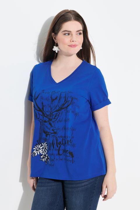 Produktbild Ulla Popken T-Shirt, Trachtenmotiv, Classic, V-Ausschnitt, Halbarm (62)