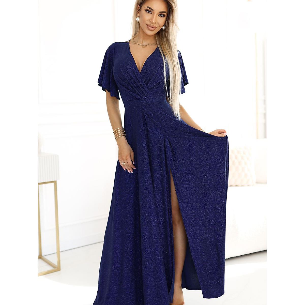 Numoco, Damen, Kleider, Langes Kleid, Blau, (S)