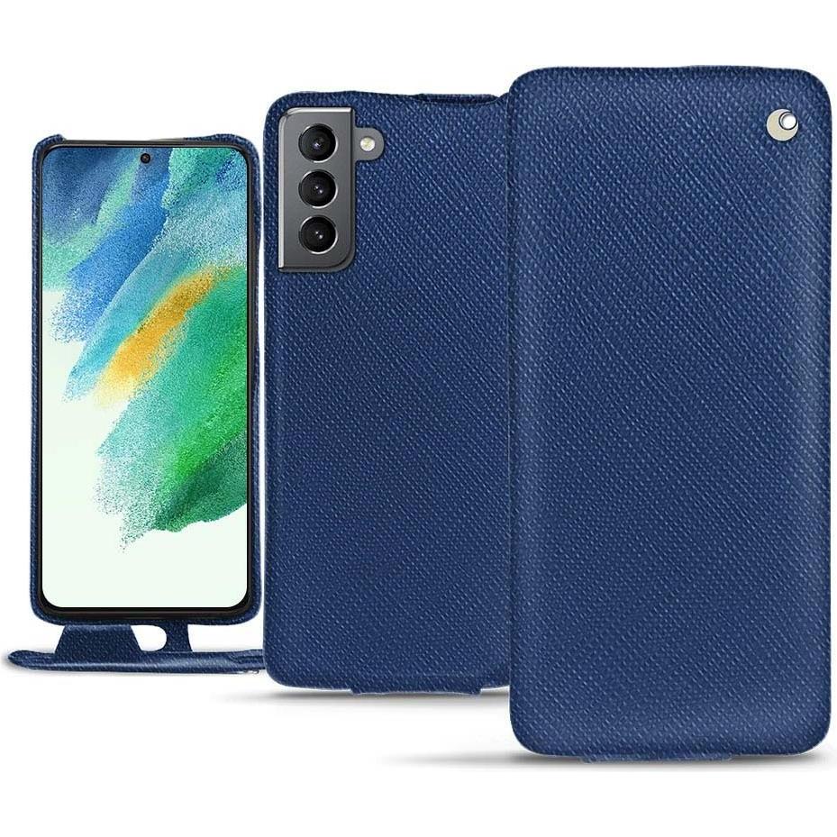 Noreve Lederschutzhülle vertikal (Samsung Galaxy S21 FE), Smartphone Hülle, Blau