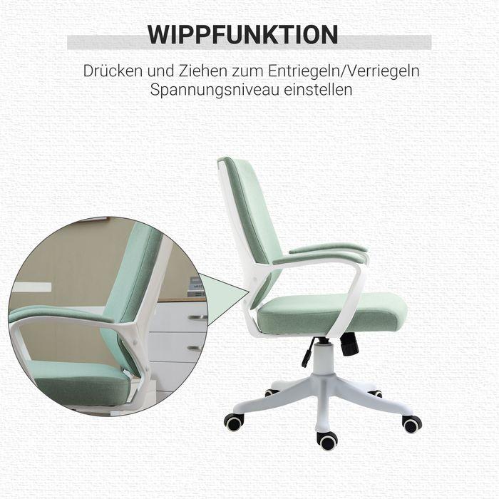 Produktbild Swisshandel24 Bürostuhl mit Wippenfunktion ergonomisch Polyester Nylon PP Grün+Weiss (44 - 52 cm)