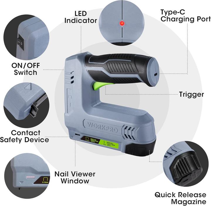 Actual product image Workpro Akku-Tacker & Nagelpistole (Nail gun, Tacker)