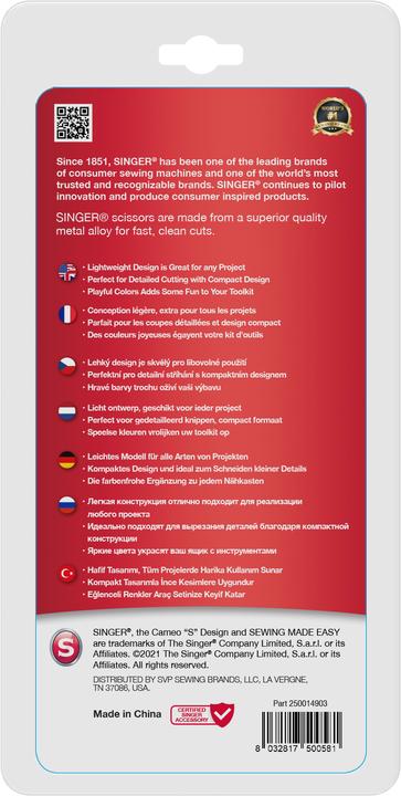 Image du produit Singer Ciseaux de travail manuel, bleu moucheté floral, 10.2cm (10.20 cm)