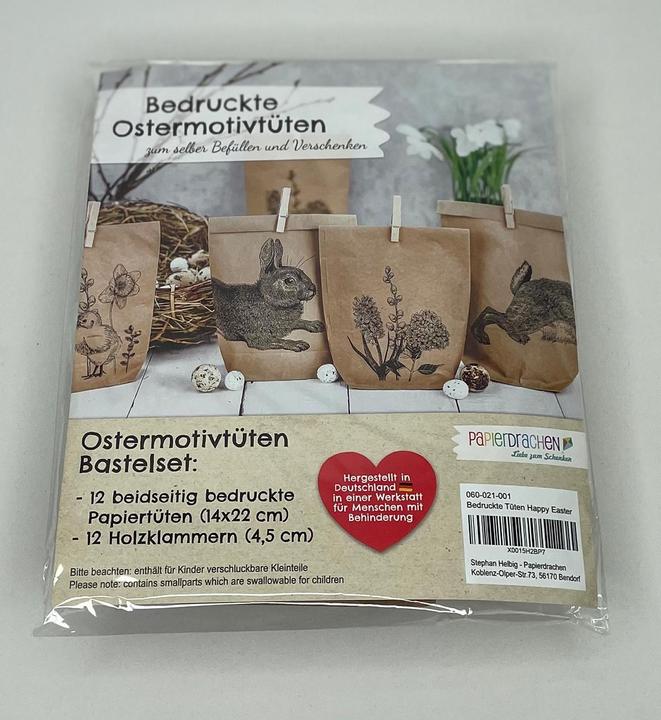 Image du produit Papierdrachen Set de sachets de Pâques imprimés - Vintage (12x)