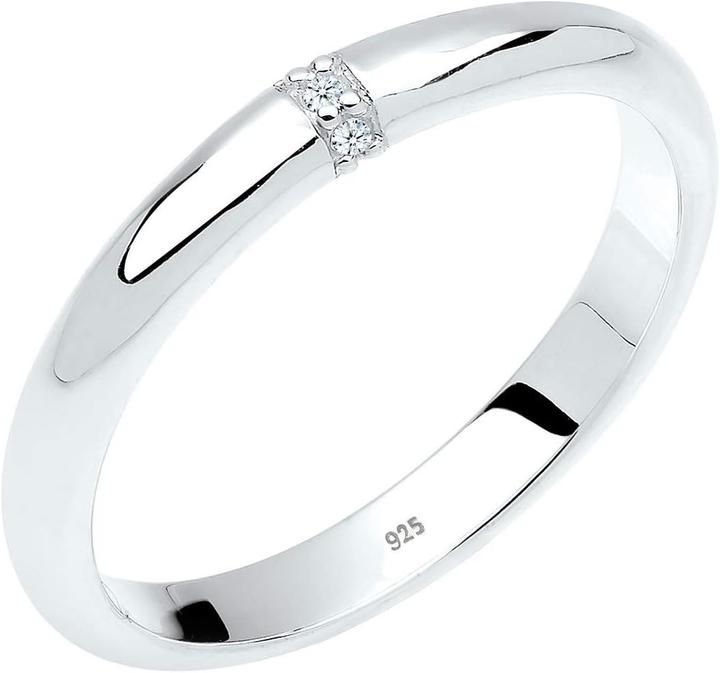 Elli Diamore Womens Classic Ring 925 Silver Diamond 006 ct White Brilliant Cut (58, 925 Silver)