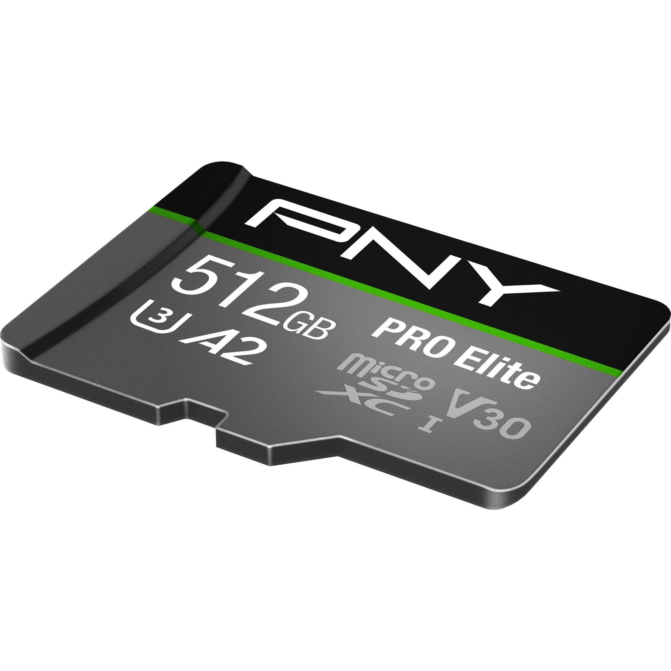 Thumbnail - PNY Pro Elite (512 GB, microSDXC, U3, UHS-I), Speicherkarte, Grau