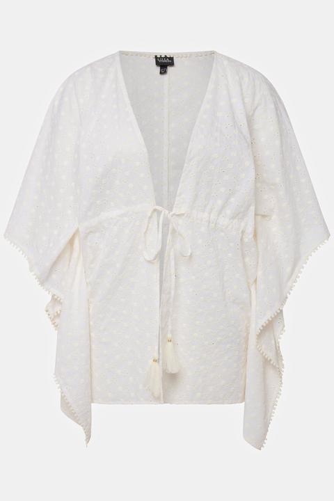 Actual product image Ulla Popken Needlework Tie-Front Kimono (50, 52, 54, 56)