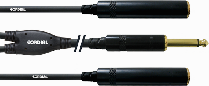 Produktbild Cordial CFY 0.3 PGG - Y-Kabel 6.3mm Mono-Klinke - 2x 6.3mm Mono Klinken-Buchse (0.30 m, 6.3mm Klinke (Jack))