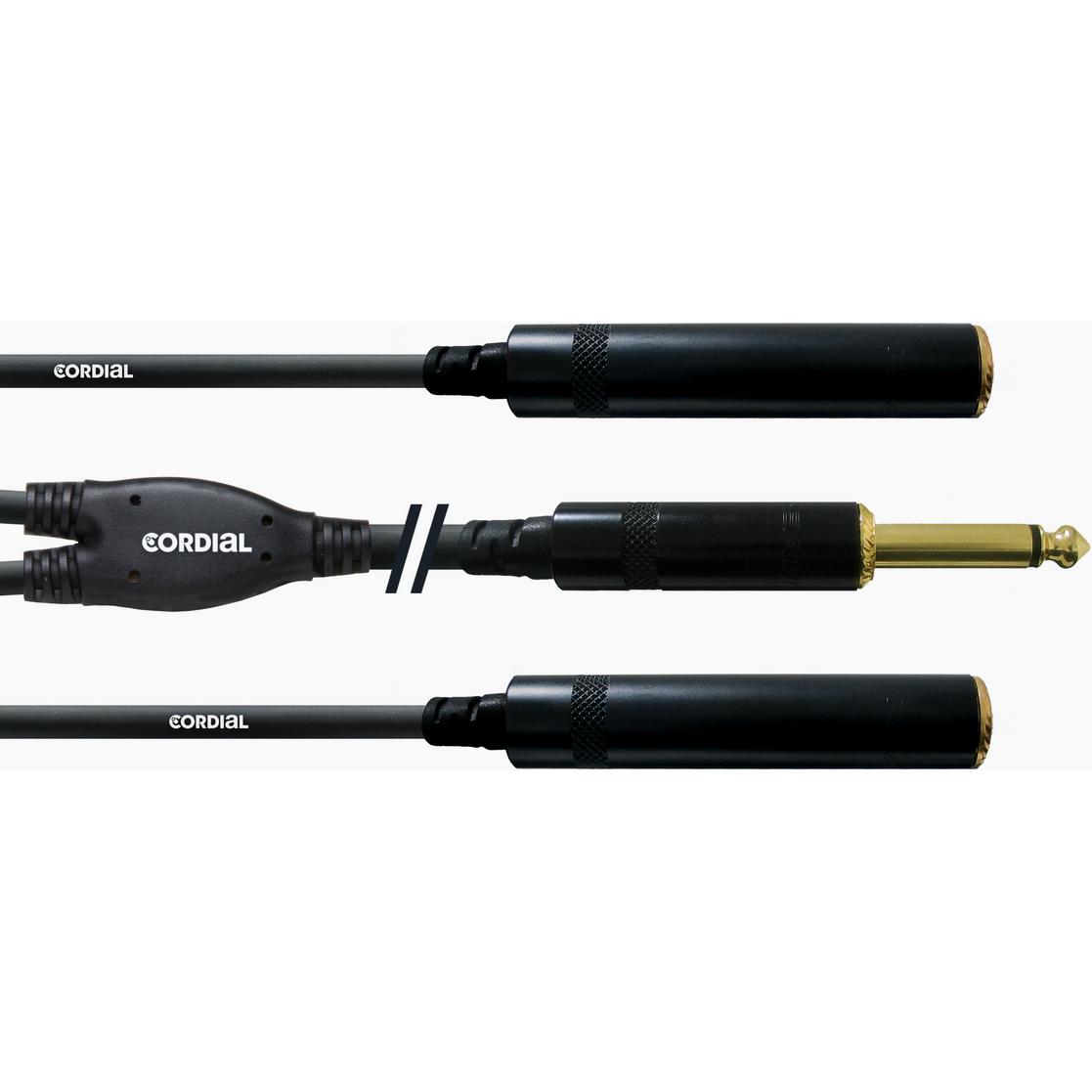 Thumbnail - Cordial CFY 0.3 PGG - Y-Kabel 6.3mm Mono-Klinke - 2x 6.3mm Mono Klinken-Buchse (0.30 m, 6.3mm Klinke (Jack)), Audio Kabe...