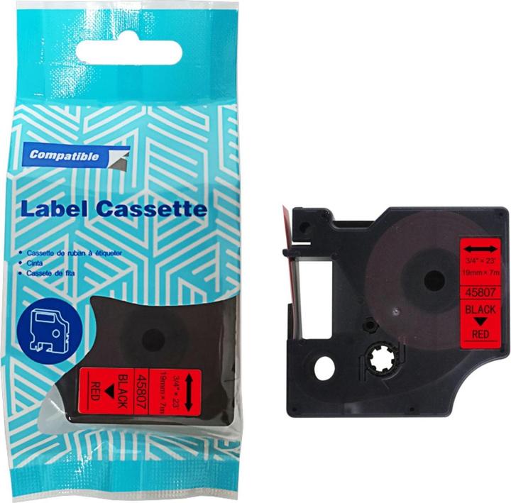 Immagine prodotto Hermex Alternatives Etikettenband zu Dymo D1 45807 / S0720870 Beschriftungsband (1.90 cm, Nero, Rosso)