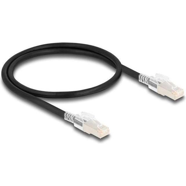 Thumbnail - Delock RJ45 Netzwerkkabel Cat.6A S/FTP mit Secure Clips Set 0,5 m schwarz (S/FTP, CAT6a, 0.50 m), Netzwerkkabel