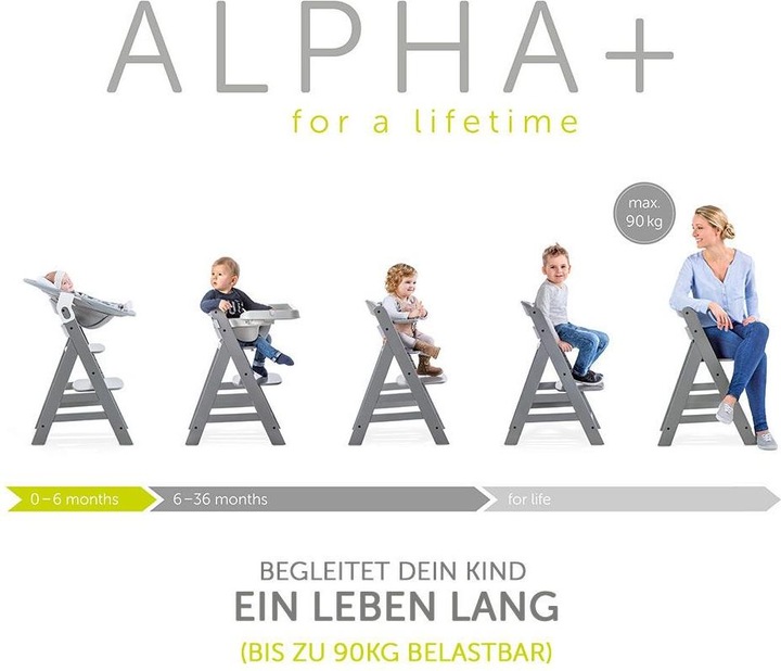 Produktbild Hauck Hochstühle Hochstuhl Alpha Plus Grau - im Sparset inkl. (Hochstuhl Sitzerhöhung)