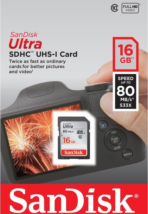 Produktbild Sandisk Ultra U1 (16 GB, SDHC, U1, UHS-I)