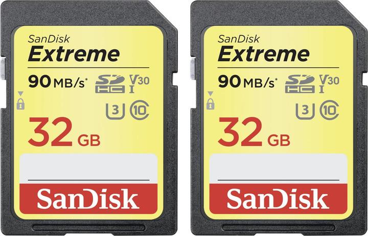 Actual product image SanDisk Extreme SDHC U3 2-Pack (32 GB, SDHC, U3, UHS-I)