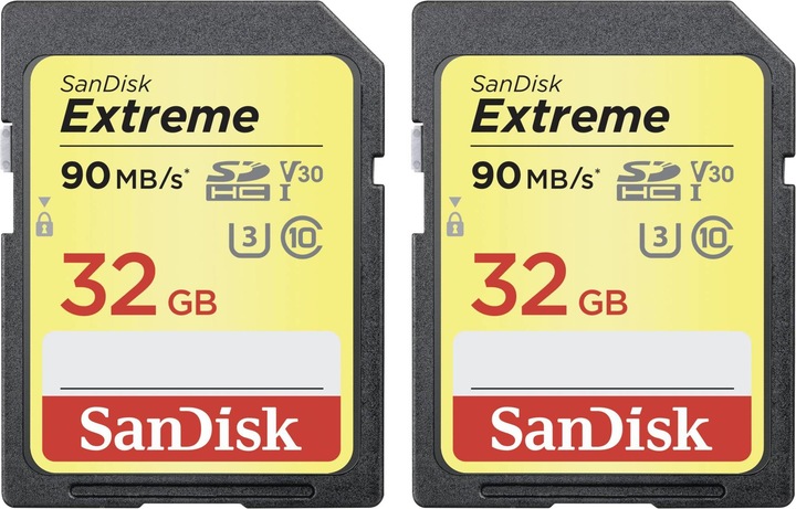 Actual product image SanDisk Extreme SDHC U3 2-Pack (32 GB, SDHC, U3, UHS-I)