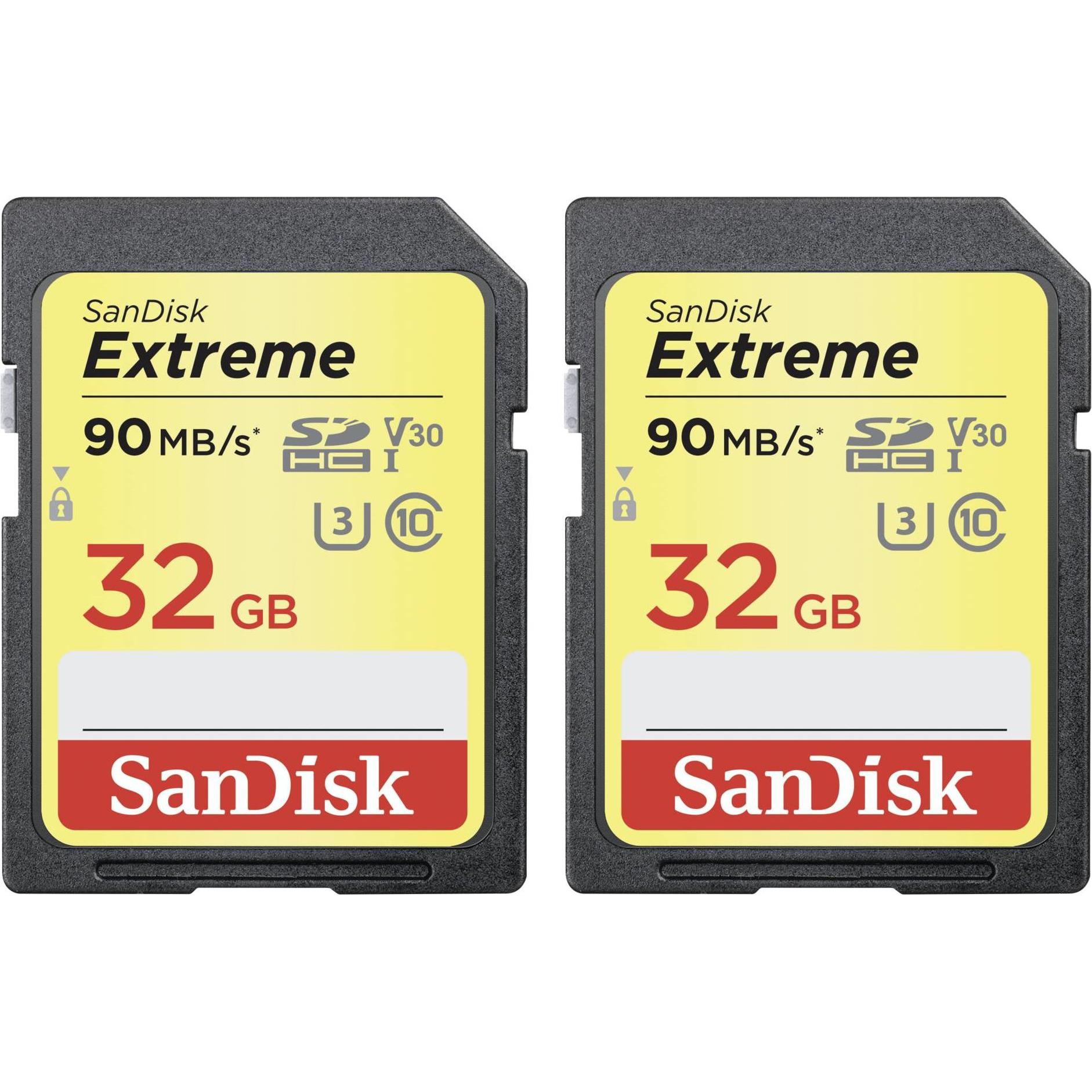 Thumbnail - SanDisk Extreme SDHC U3 2-Pack (32 GB, SDHC, U3, UHS-I), Speicherkarte, Schwarz, Rot, Gelb
