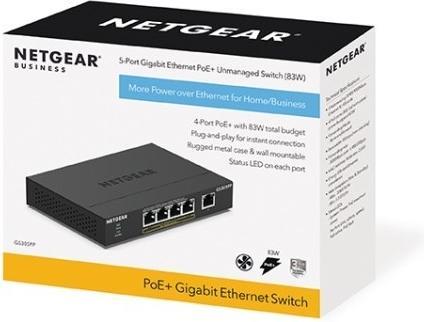 Produktbild Netgear 5PT POE/POE+ GIGE Unmanaged Switch GS305PP (5 Ports)