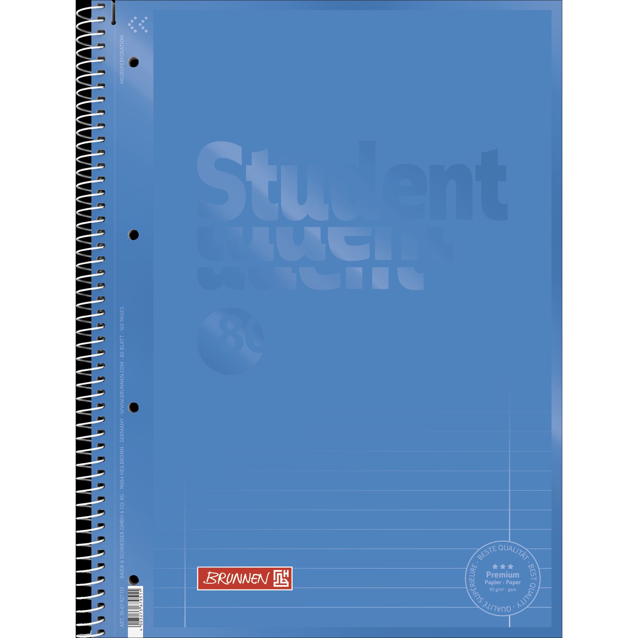 Thumbnail - Brunnen, Heft + Block, Collegeblock Student A4 90g/qm 80 Blatt Lineatur 27 azur (A4, Liniert)