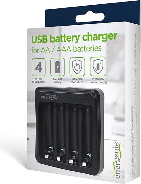 Image du produit Gembird Chargeur de piles USB ENERGENIE pour piles AA/AAA Noir (AA, AAA)