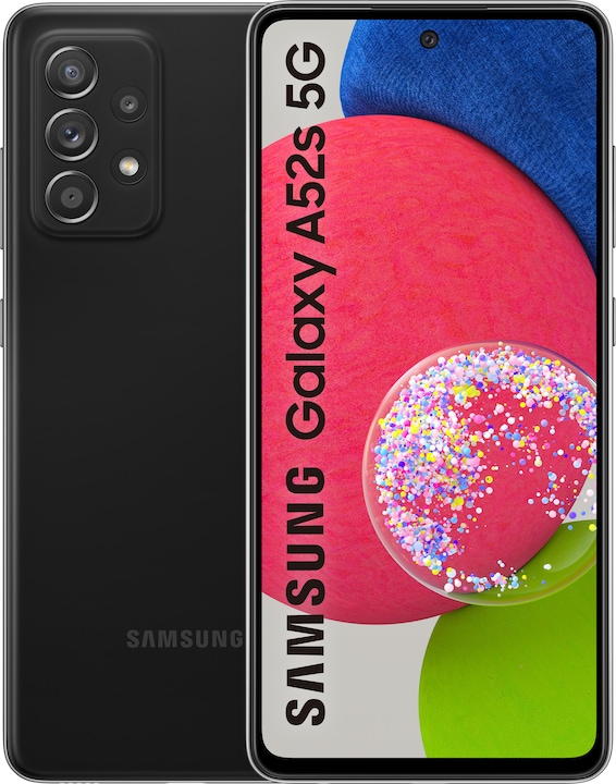 Actual product image Samsung Galaxy A52s EE Enterprise Edition EU (128 GB, Awesome Black, 6.50", Hybrid Dual SIM, 64 Mpx, 5G)