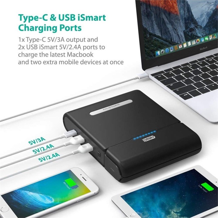 Actual product image RAVPower Powerbank RP-PB055 2020 Edition 27000 mAh (2700 mAh, 100 W, 100 Wh)