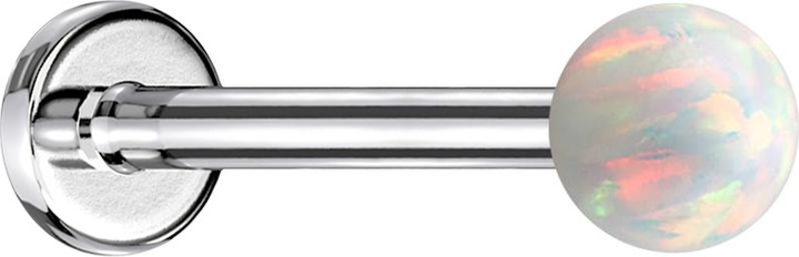 Actual product image Star Piercing Micro Labret silver with ball Opal white (without brass, Surgical steel 316L)