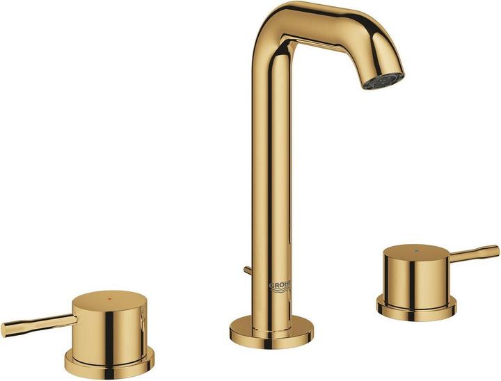 Produktbild Grohe essence - wastafelkraan met afvoerplug, 3-gats installatie, cool sunrise