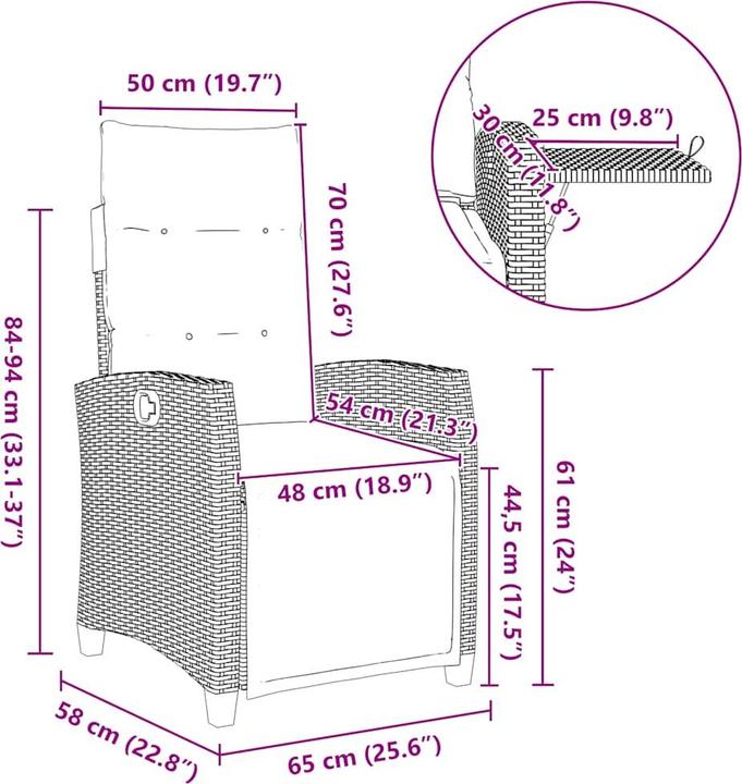 Produktbild vidaXL Gartensessel verstellbar