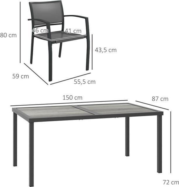 Produktbild Swisshandel24 5 tlg Sitzgruppe Gartenmöbel Set, Mesh Dunkelgrau (150 cm)