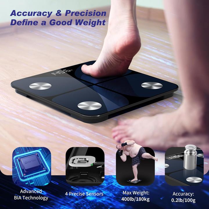 Produktbild Foryond Körperfettwaage mit App und Bluetooth-Funktion (180 kg)