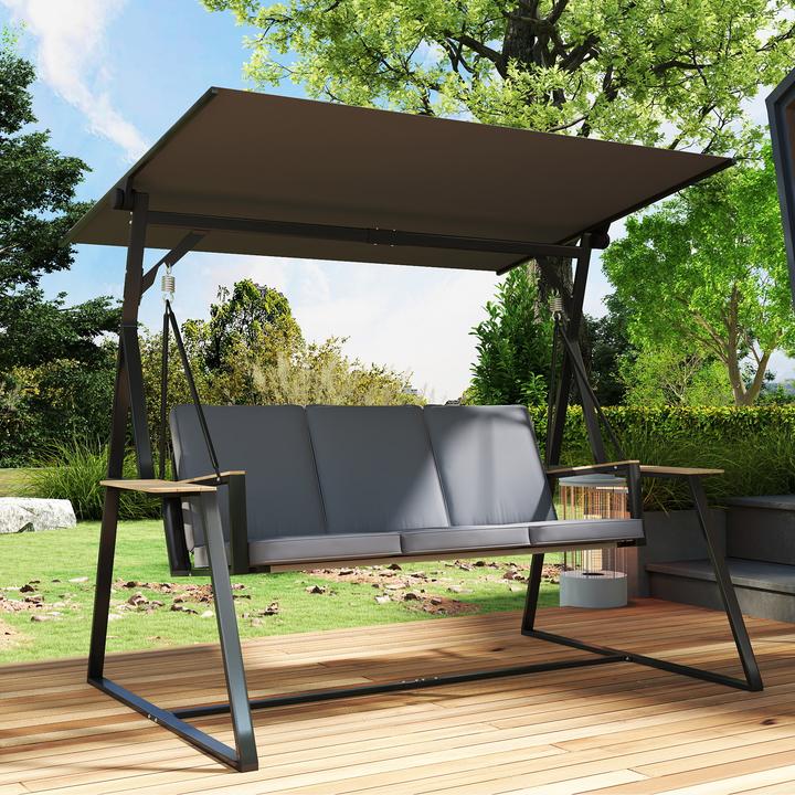 Image du produit Outsunny Gartenschaukel Metall, Polyester Grau