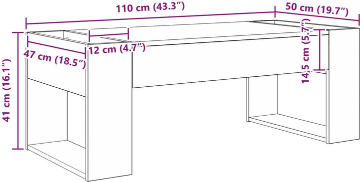 Immagine prodotto vidaXL Couchtisch (110 x 50 x 41 cm)