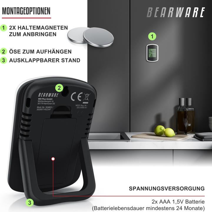 Produktbild Bearware 4x Wetterstation, Innenwetterstation, Thermometer Hygrometer, Temperatur Luftfeuchtigkeit Messgerät