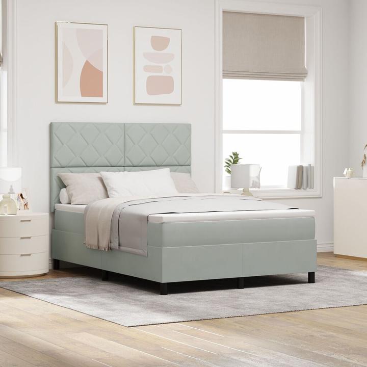 Image du produit VidaXL Lit boxspring avec matelas gris clair 140x200 cm velours (140 x 200)