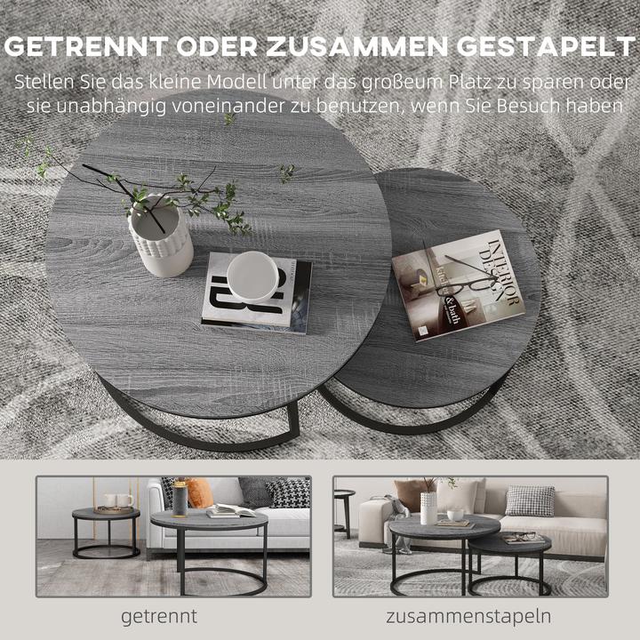 Image du produit Homcom Couchtisch Set MDF, Metall Schwarz