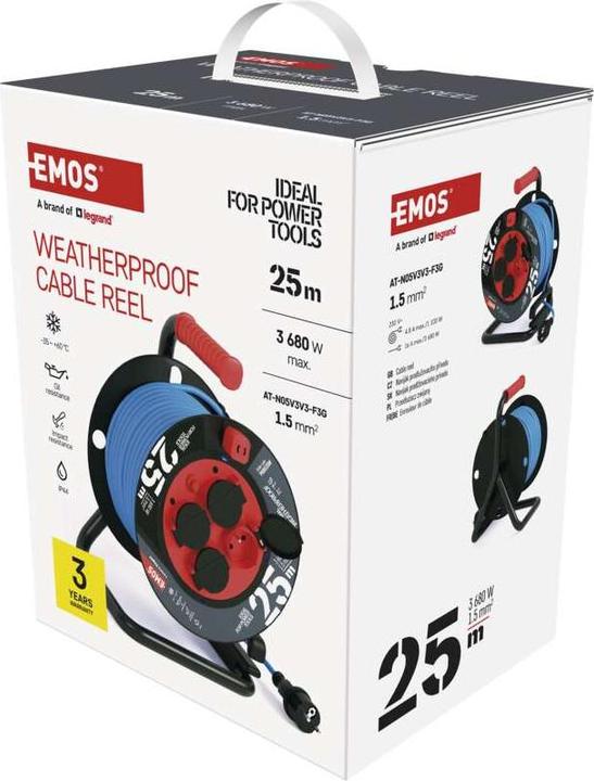 Produktbild Emos P08525W Black, Blue 4 AC outlet(s) (25 m, 1.50 mm²)