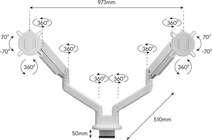Actual product image One for All Monitor mount Solid Dual White DM 4220 (Ceiling, Table, 35", 10 kg)