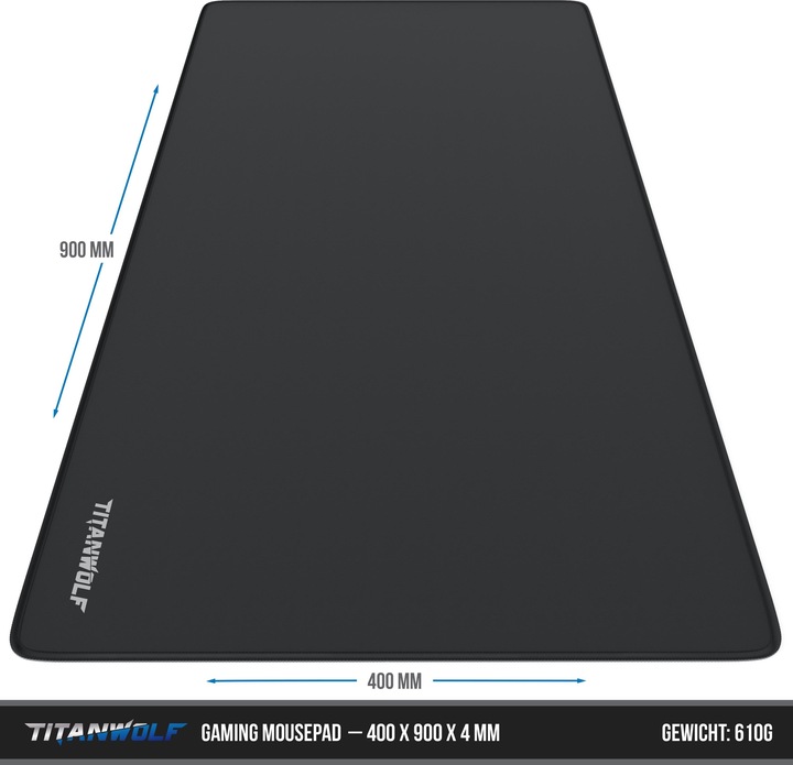 Produktbild Titanwolf Gaming Mauspad, XXL Speed Gaming Mausmatte / Extragrosse Fläche von 900 x 400mm, Logo (Wide)
