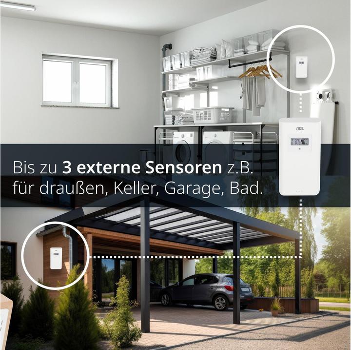 Image du produit ADE Wetterstation mit Funk-Aussensensor Holz-Weiss