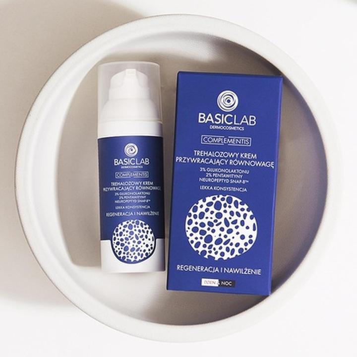 Actual product image BasicLab Complementis Trehalose Rebalancing Cream 3% Gluconolactone 2% Pentavitin Neuropeptide (50 ml)