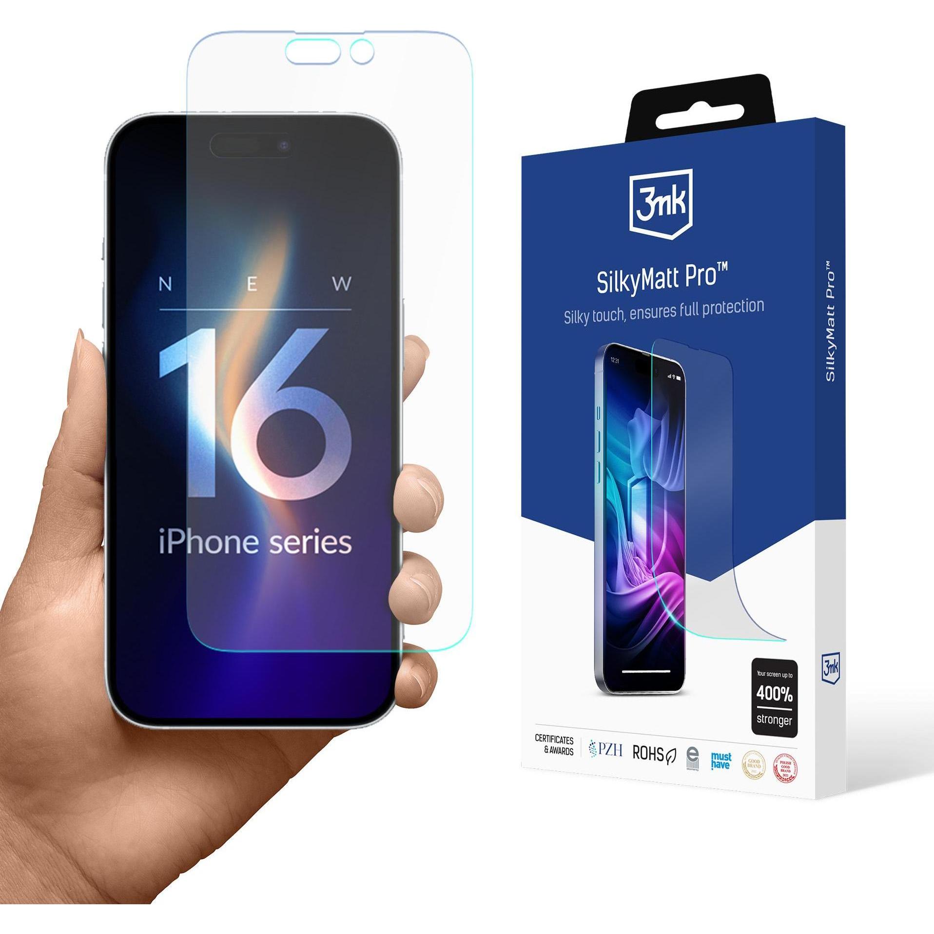 Thumbnail - 3MK Silky Matt Pro iPhone 16 Matowa folia ochronna (1 Stück, Apple iPhone 16), Smartphone Schutzfolie, Transparent