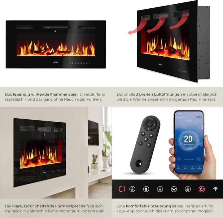 Image du produit tectake Cheminée murale électrique