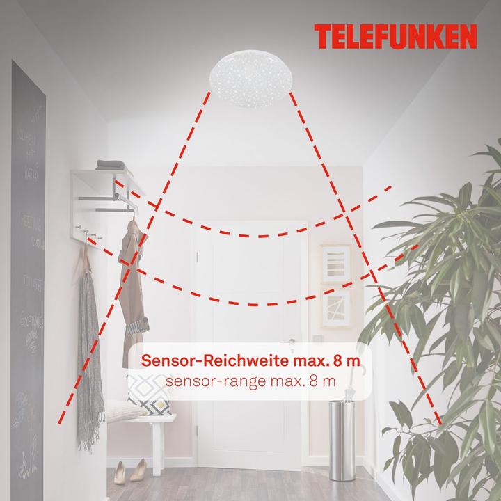 Produktbild Telefunken LED Sensor Deckenleuchte Sternenhimmel 12W 1200 lm 4000 K neutralweiss HxØ 95/280 mm weiss (1200 lm)
