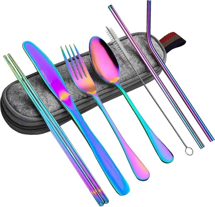 Produktbild JTI Reisebesteck, 8-teilig - Regenbogen (1 Stück, Besteck Set)
