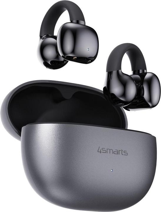 Produktbild 4smarts Open-Ear-Kopfhörer SkyBuds Clip Grau, Detailfarbe: Grau (NC, 6 h, Kabellos)