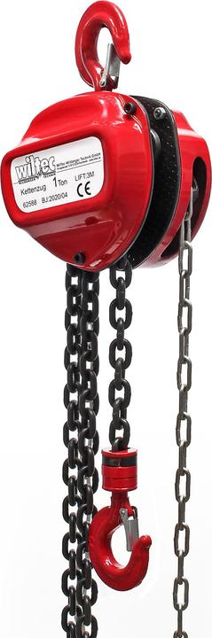 Produktbild Wiltec Kettenzug 1000kg 1t, 3m Kettenlänge, Hubhöhe 2,5m, Seilzug Flaschenzug